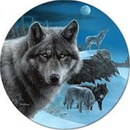 HOUSE 14 in. Wolf Night Watch Round Metal Sign HO1123902